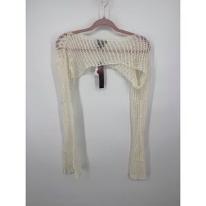 Trendy Threads Bolero Shrug Women Large Ivory Cotton Blend Crochet Boho Chic NWT